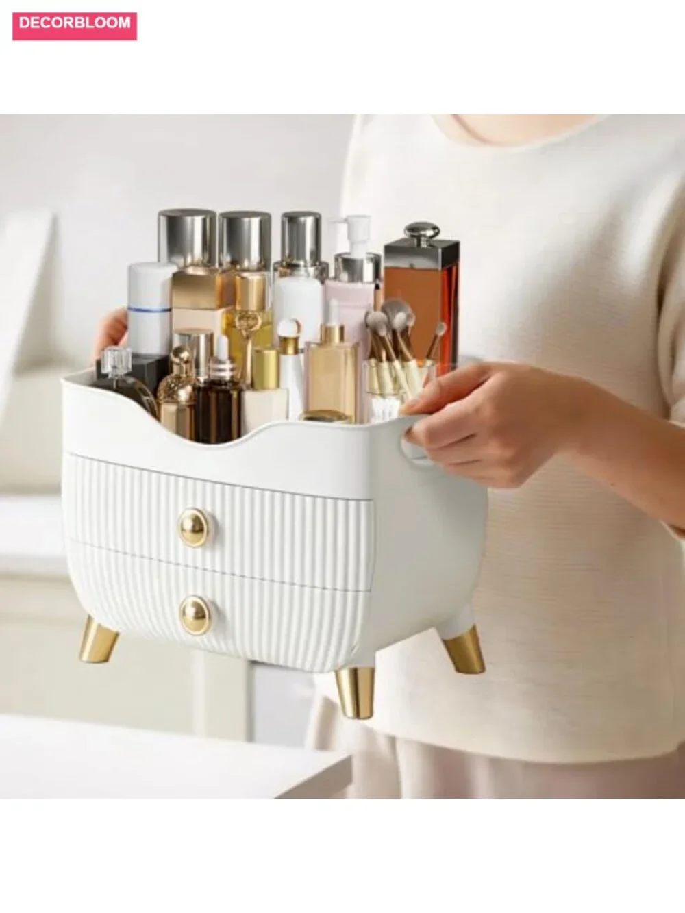 Large Capacity Makeup Organizer with 2 Drawers, Cosmetic Display Case for Vanity